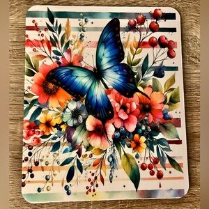 Colorful Butterfly and Floral Mouse Pad